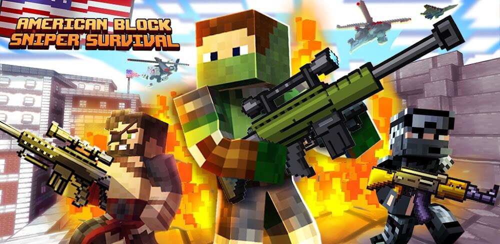 American Block Sniper Survival v1.1.146 MOD APK (God Mode/Dumb Enemy)