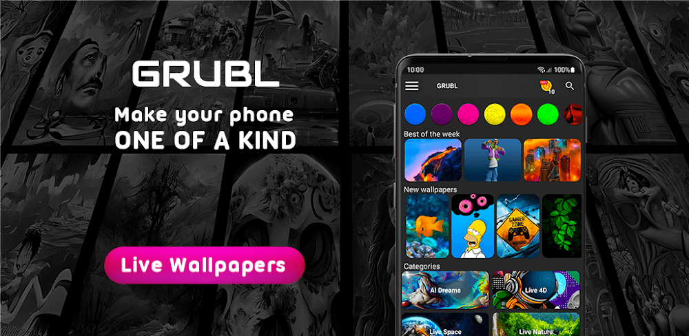 GRUBL 4D Live Wallpapers + AI v3.3.6.21.1 MOD APK (Premium Unlocked)