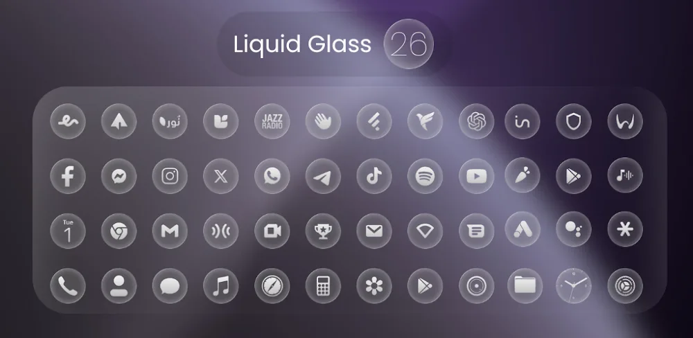 Liquid Glass 26 Round Icons v1.6 APK (Full Version)