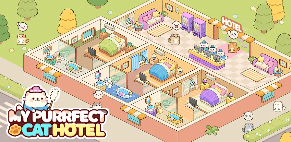 My Purrfect Cat Hotel v2.2.6.7 MOD APK (Menu, Unlimited Gem, Fish, No Ads)