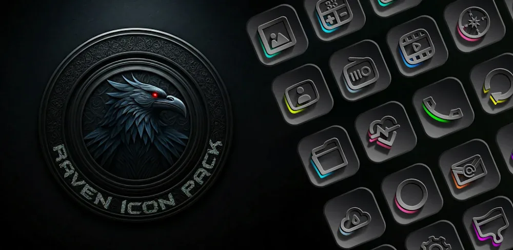 Raven Dark Icon Pack v1.1.2.5 APK (Full Version)