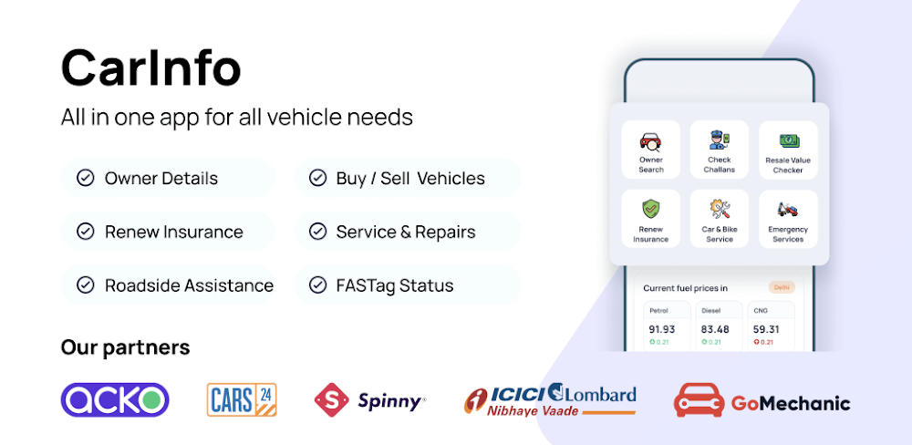 CarInfo – RTO Vehicle Information v7.7.99.2 MOD APK (Ad-Free)