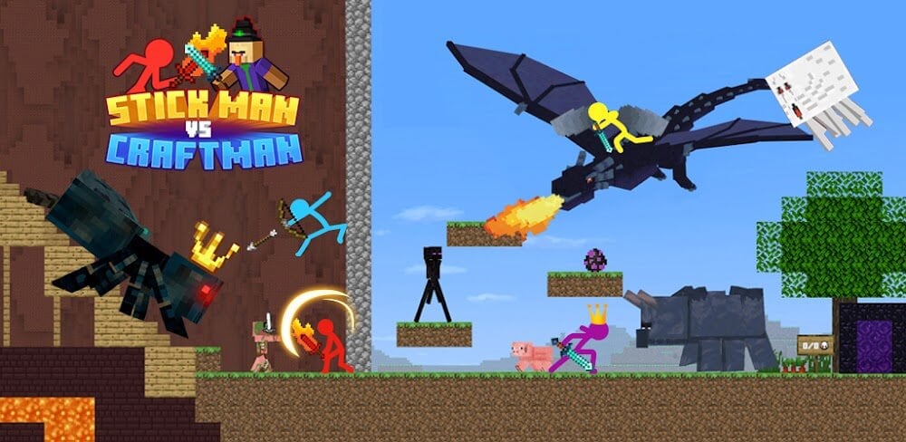 Stickman vs Craftman v4.4.4.15 MOD APK (Unlocked Skin, Upgrade Free)