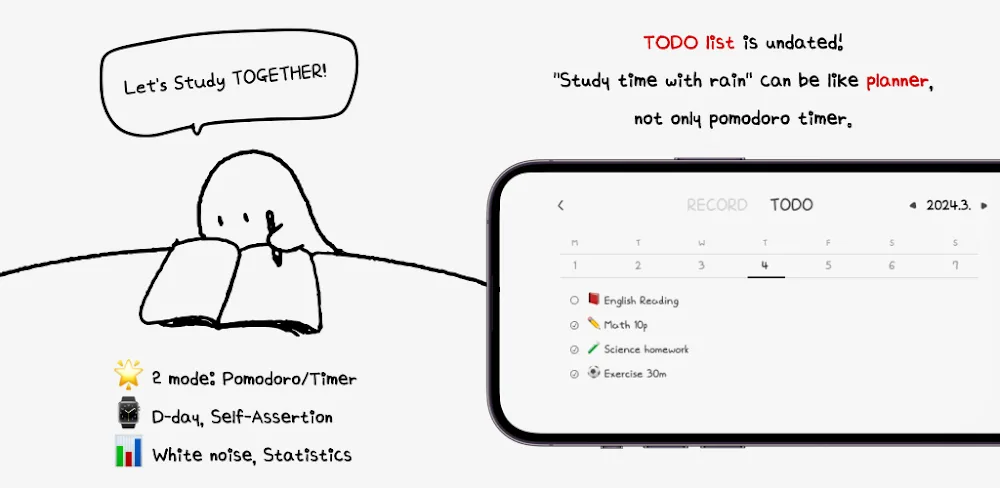 Study Time With Rain v2.2.5.2 MOD APK (Premium Unlocked)