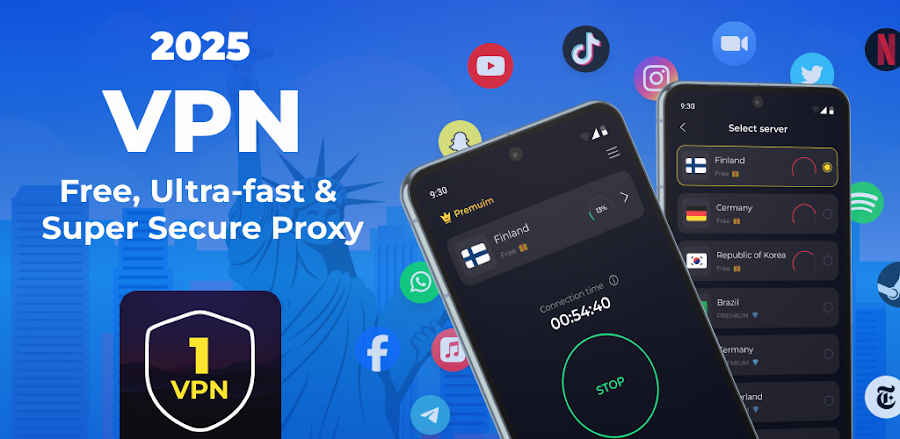1 Fast VPN v3.3.3.0(kg) MOD APK (Premium Unlocked)