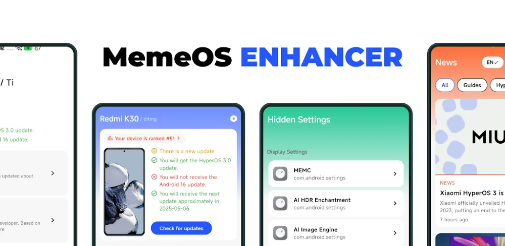 MemeOS Enhancer: OS Updates v5.5.4.0 MOD APK (Premium Unlocked)