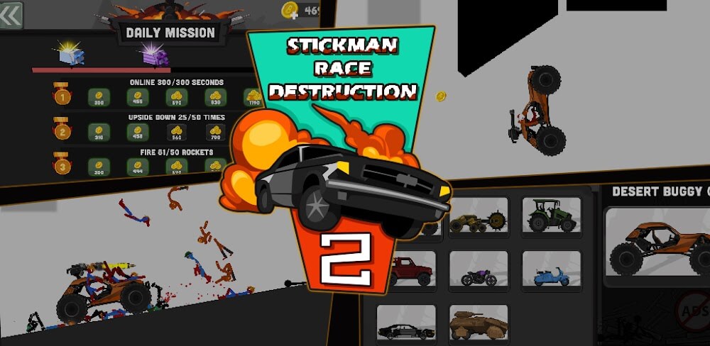 Stickman Race Destruction 2 v1.09 MOD APK (Vehicle Speed)