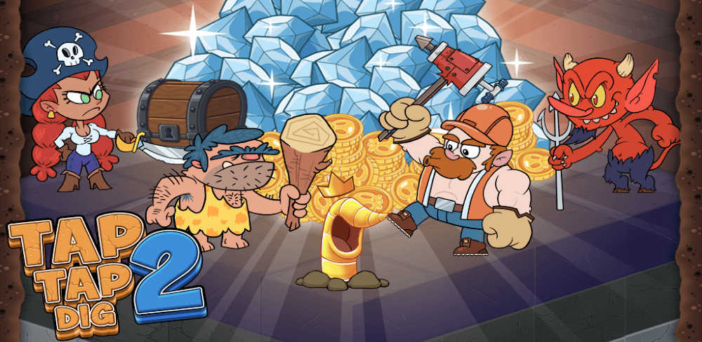 Tap Tap Dig 2 v1.1.0.0 MOD APK (Diamonds, Fossils, Skills, Lvl Up)